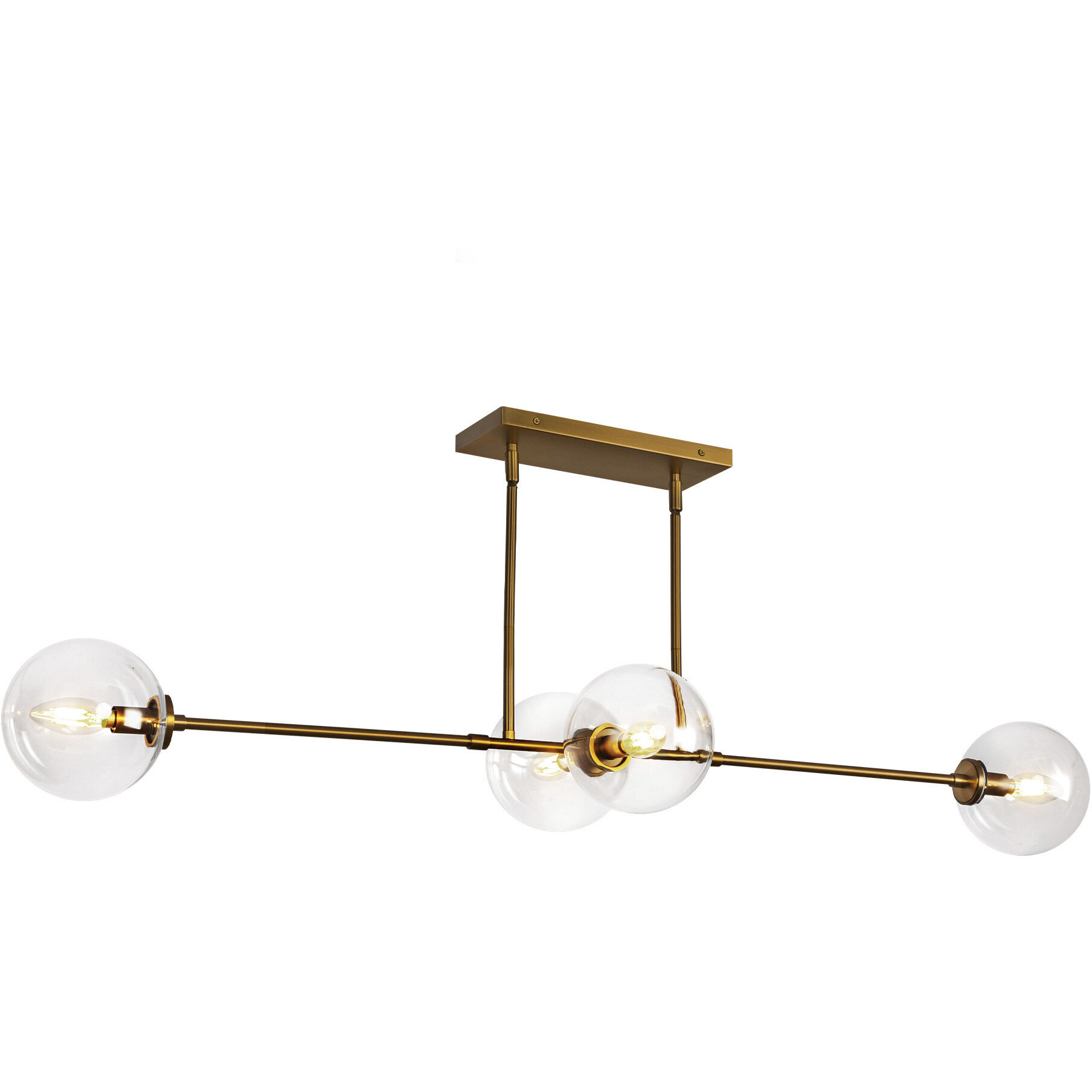 Alora Mood Cassia 4 Light 48 inch Aged Gold/Clear Glass Linear Pendant Ceiling Light