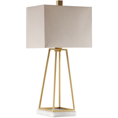 Mackean 35 inch 150 watt Metallic Gold and White Marble Table Lamp Portable Light