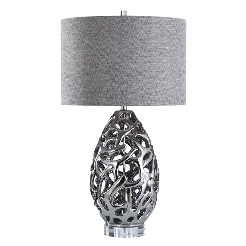 Caldonia 32 inch 150.00 watt Silver/Clear/Heathered Grey Table Lamp Portable Light