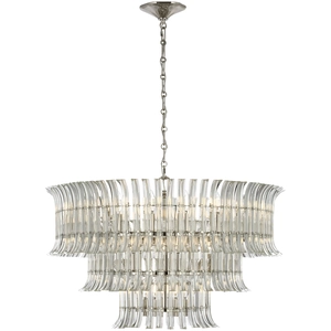 AERIN Rhine LED 34 inch Polished Nickel Three Tier Chandelier Ceiling Light