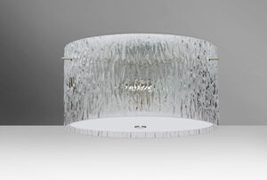 Tamburo LED 16 inch Satin Nickel Semi-Flush Mount Ceiling Light in Clear Stone Glass