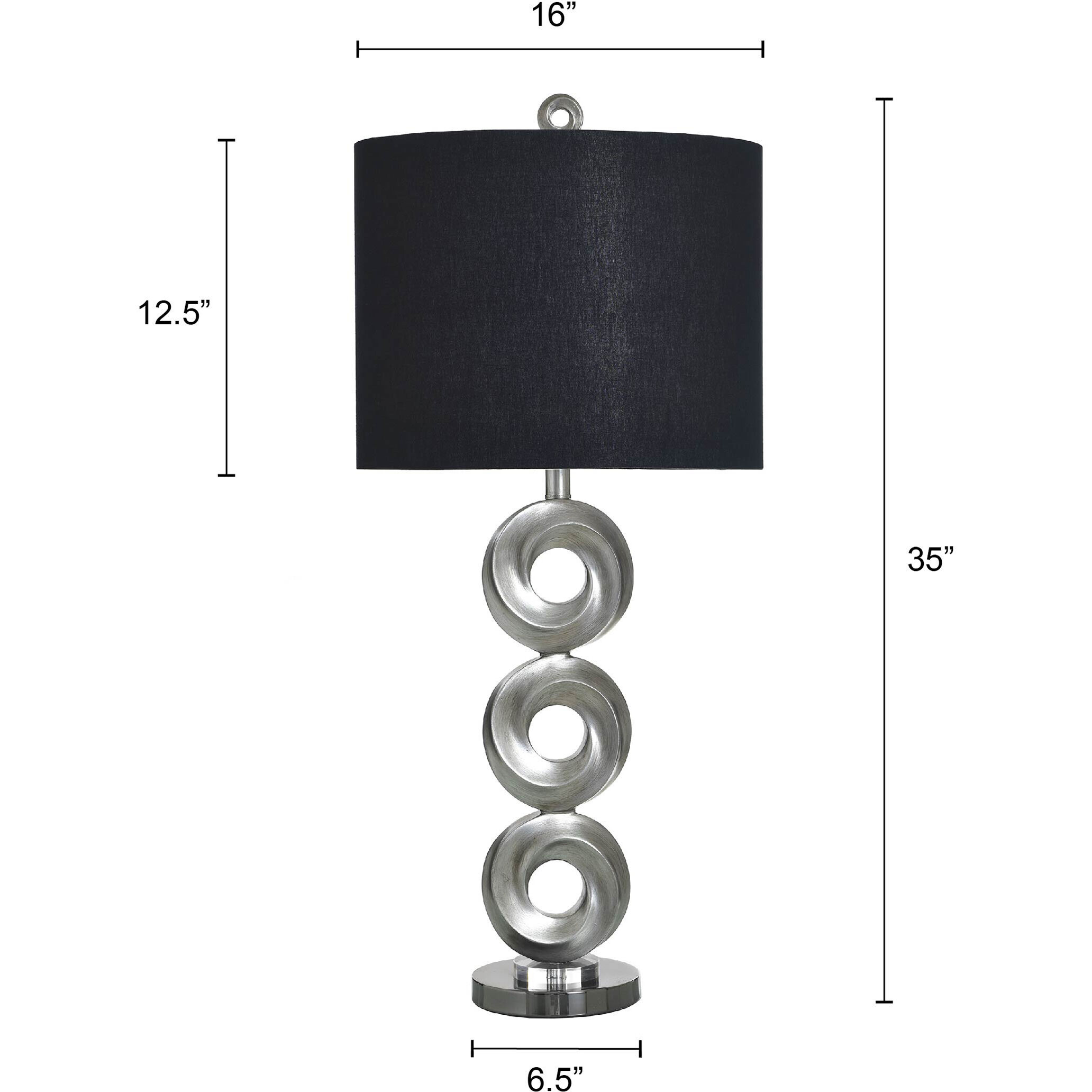 Poly 35 inch 100 watt Infinite Silver Table Lamp Portable Light