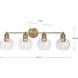 Hansford 4 Light 34 inch Vintage Brass Bath Vanity Wall Light
