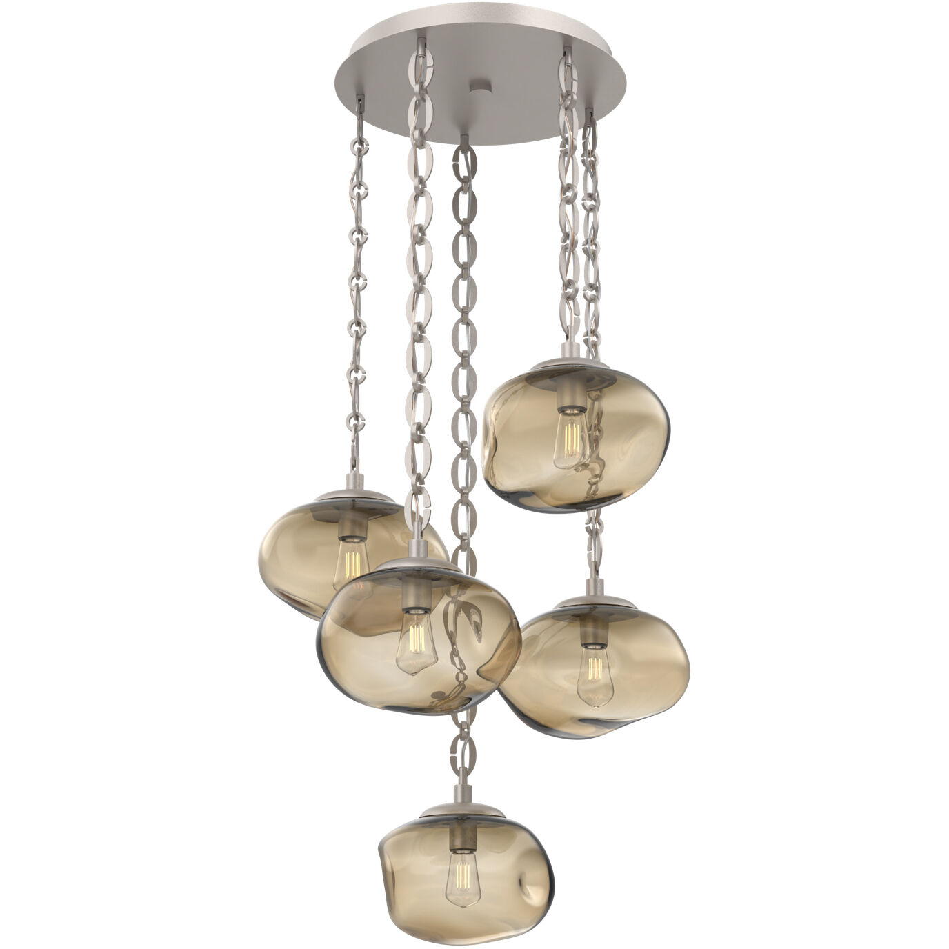 Nova 5 Light 24.2 inch Beige Silver Multi-Pendant Ceiling Light in Bronze, Oval Chain