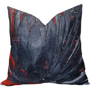 Jonas 24 X 6.5 inch Dark Blue and Saffron Red Pillow