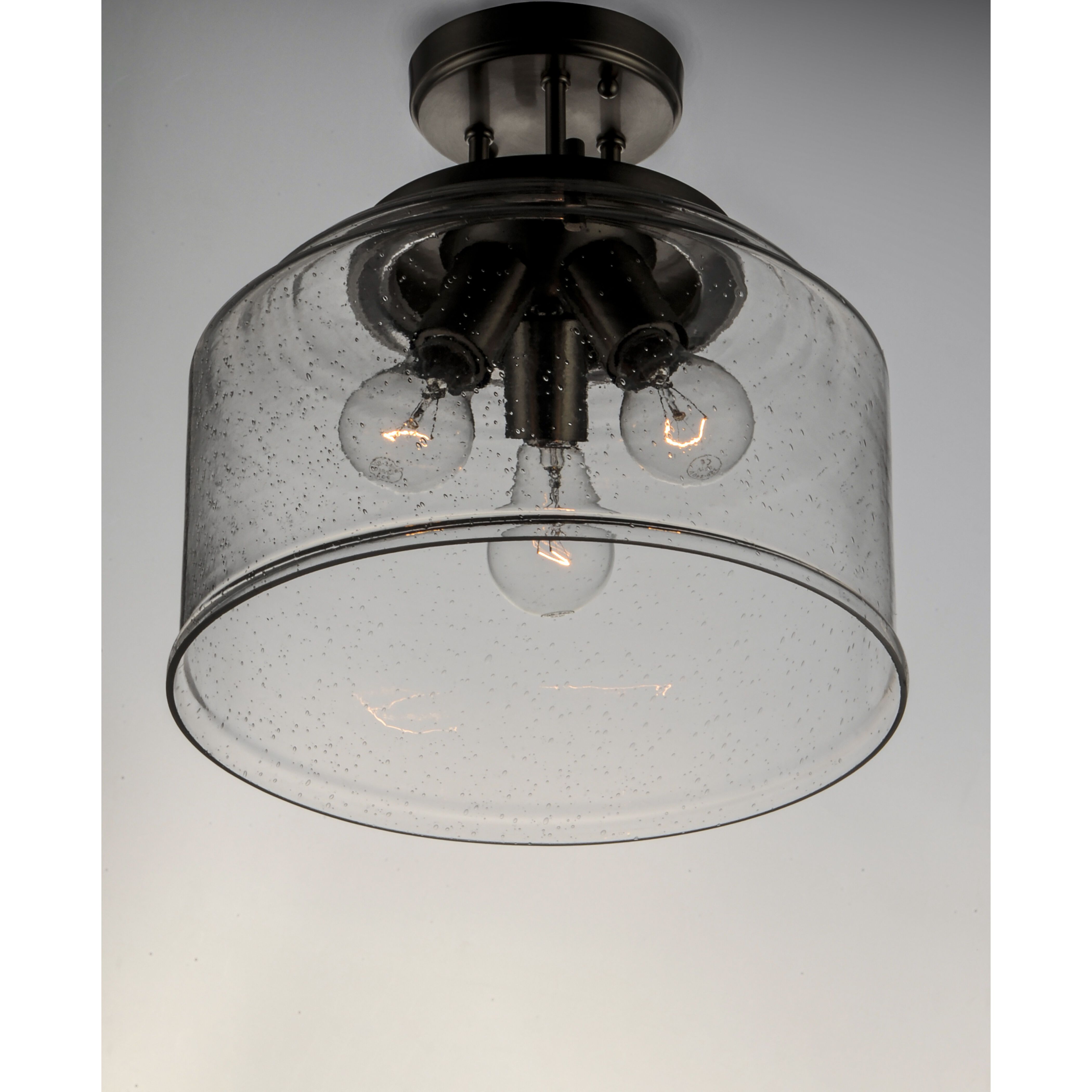 Acadia 3 Light 13 inch Black Semi-Flush Mount Ceiling Light