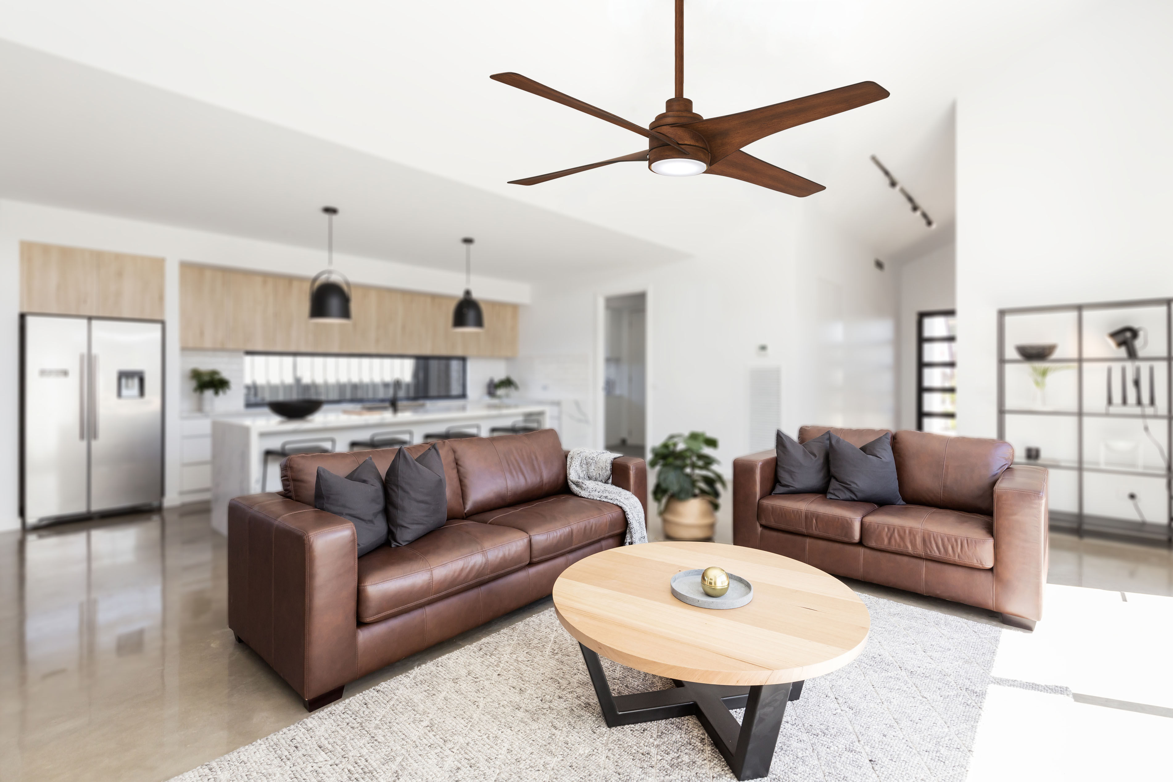 Swept 56 inch Distressed Koa Ceiling Fan