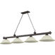 Cordon 4 Light 81.75 inch Bronze Billiard Ceiling Light in Golden Mottle Glass