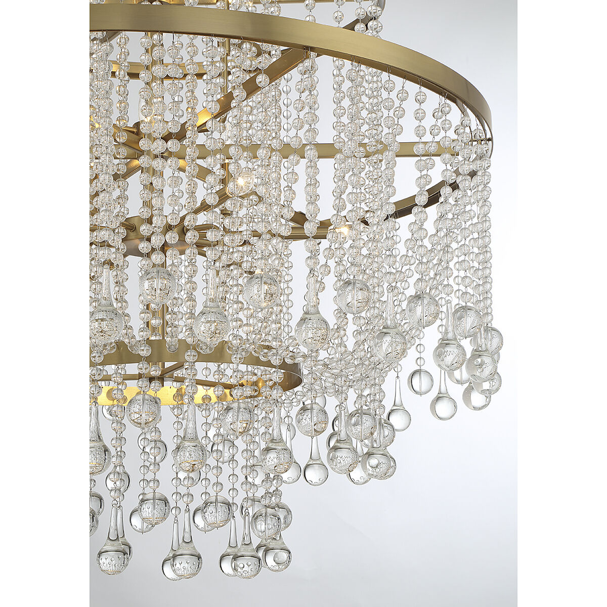 Luna 15 Light 45 inch Warm Brass Chandelier Ceiling Light