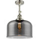 Franklin Restoration X-Large Bell LED 12 inch Polished Nickel Semi-Flush Mount Ceiling Light in Plated Smoke Glass, Franklin Restoration