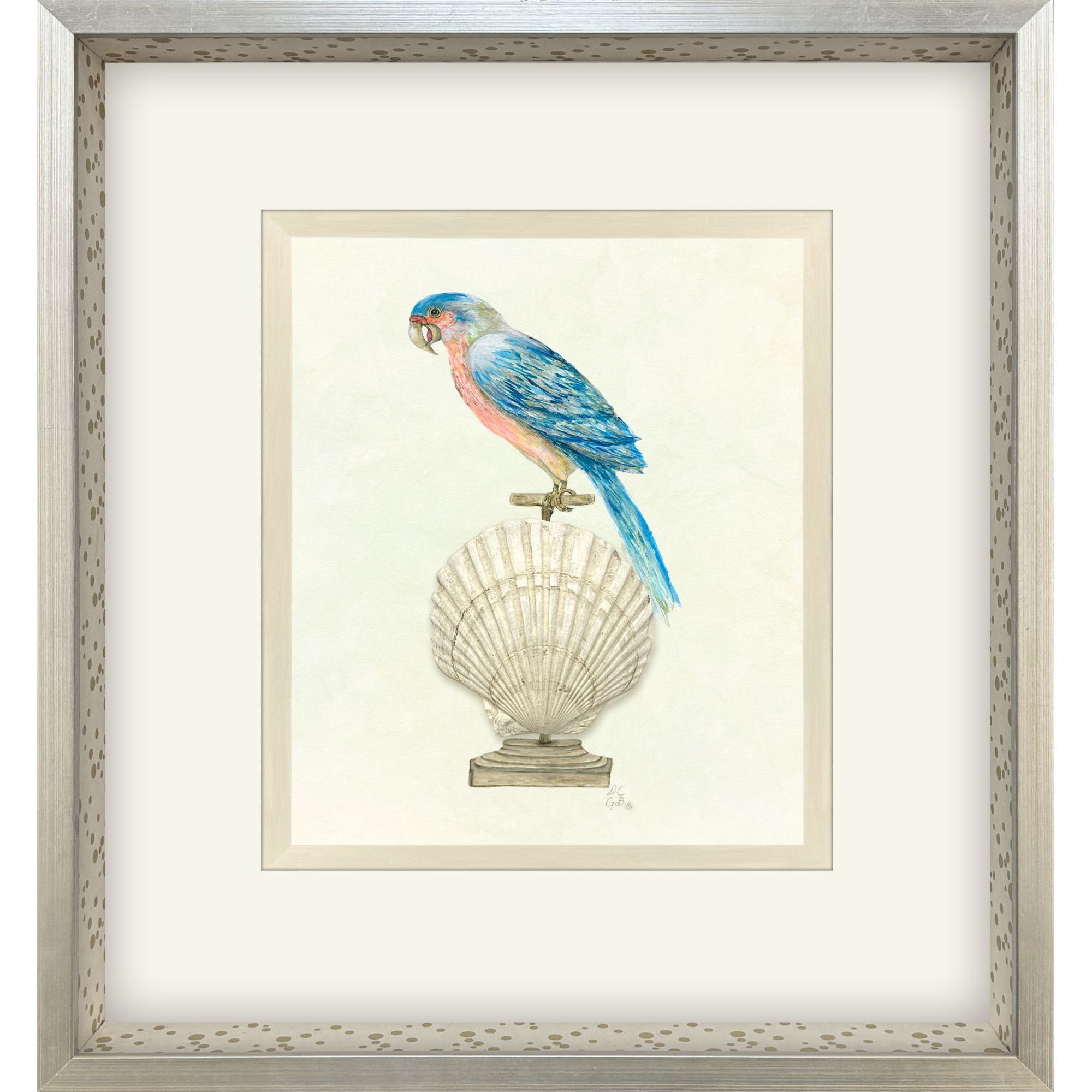 Treasure Parrot Blue and Green and Multi and Yellow Framed Art