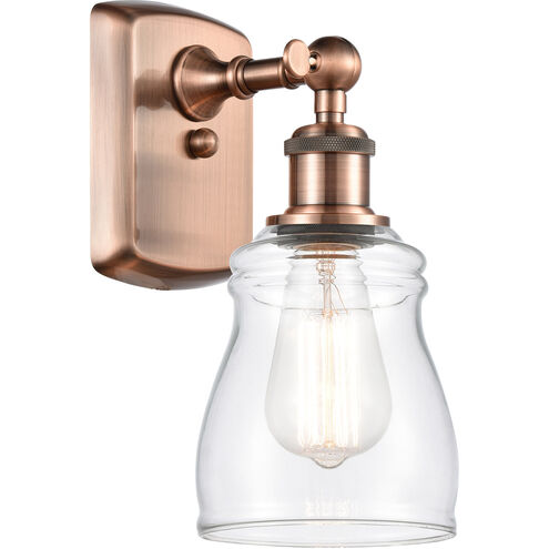 Ballston Ellery LED 5 inch Antique Copper Sconce Wall Light in Clear Glass, Ballston