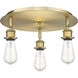 Ballston 3 Light 11.75 inch Brushed Brass Flush Mount Ceiling Light