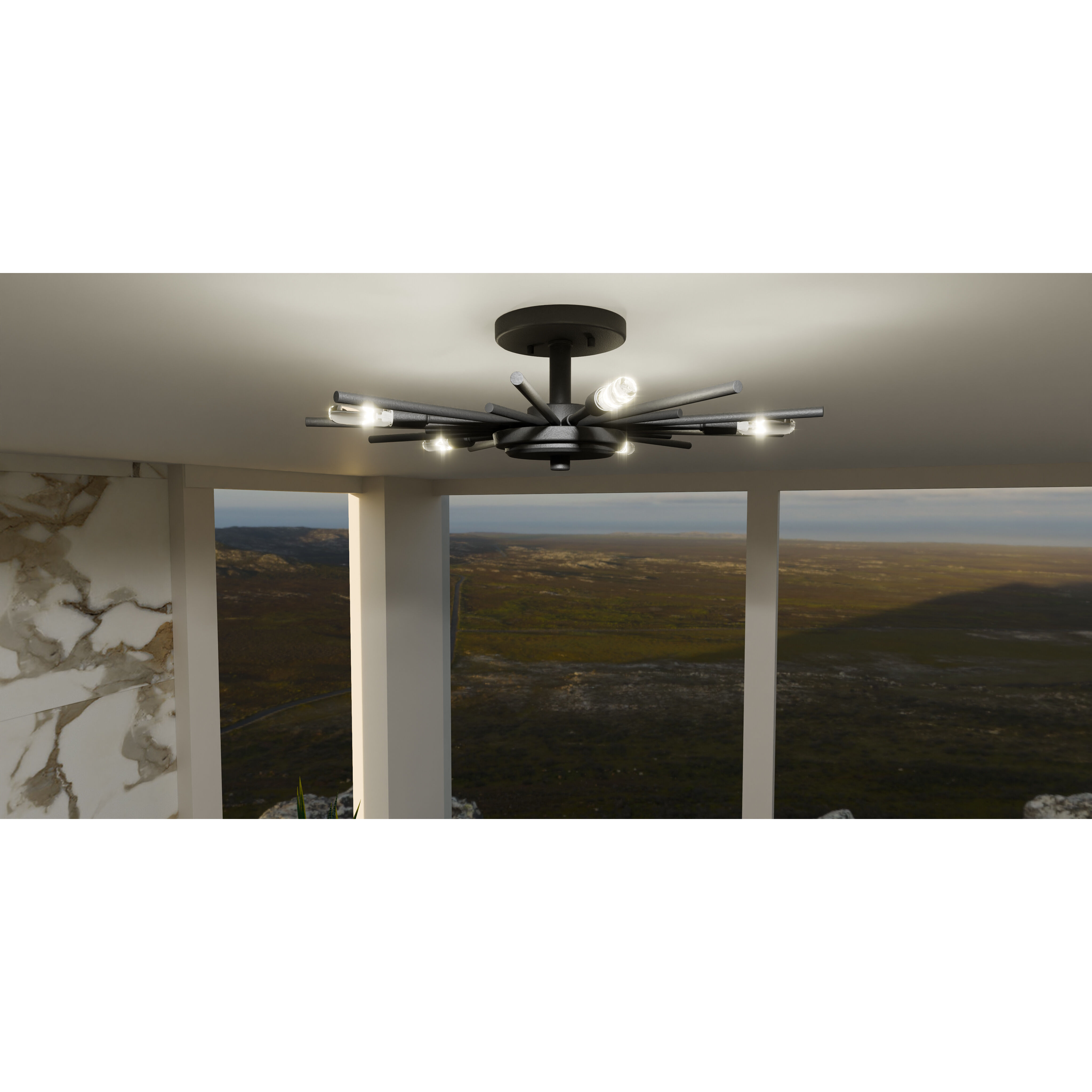 Mesquite 5 Light 22 inch Matte Black Semi-Flush Mount Ceiling Light