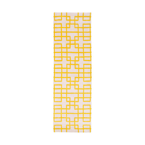 Goa 96 X 30 inch Yellow and Neutral Runner, Wool