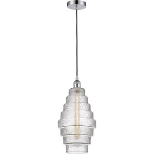 Edison Cascade LED 8.25 inch Polished Chrome Mini Pendant Ceiling Light in Clear Glass
