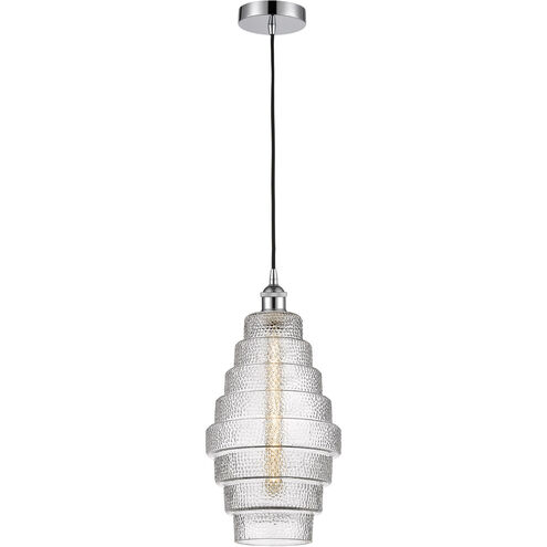 Edison Cascade LED 8.25 inch Polished Chrome Mini Pendant Ceiling Light in Clear Glass