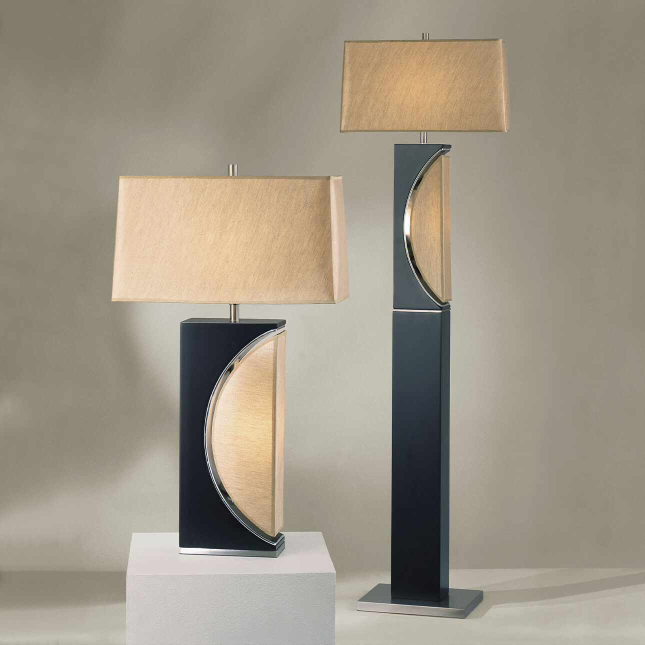 Half Moon 30 inch 60.00 watt Espresso and Brushed Nickel Table Lamp Portable Light