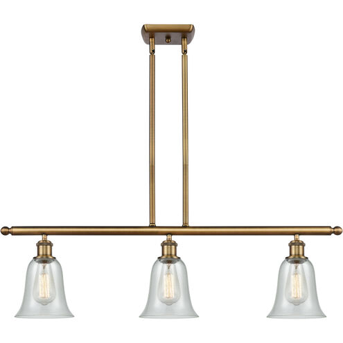 Ballston Hanover 3 Light 36 inch Brushed Brass Island Light Ceiling Light in Fishnet Glass, Ballston