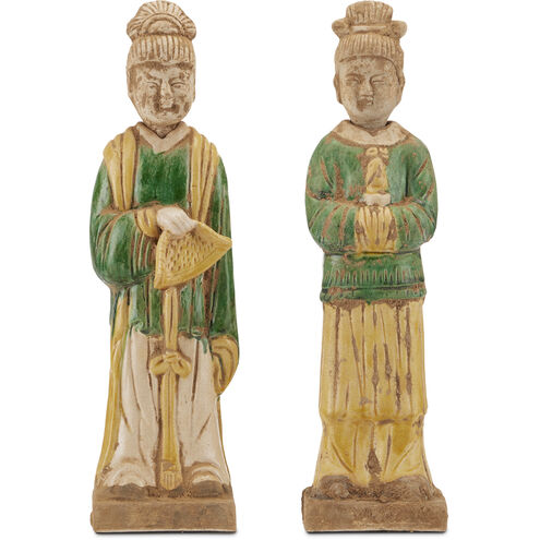 Tang Dynasty Palace Servants 15 X 4.25 inch Sculptures, Set of 2