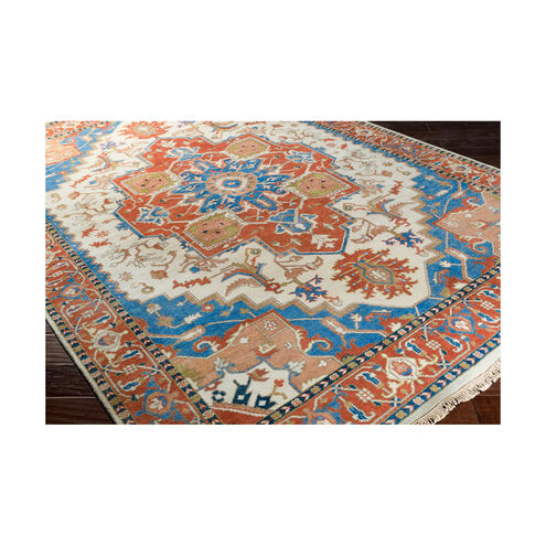 Zeus 102 X 66 inch Burnt Orange/Sky Blue/Camel Rugs, Wool and Cotton