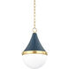 Ciara 1 Light 11.75 inch Aged Brass and Soft Navy Pendant Ceiling Light
