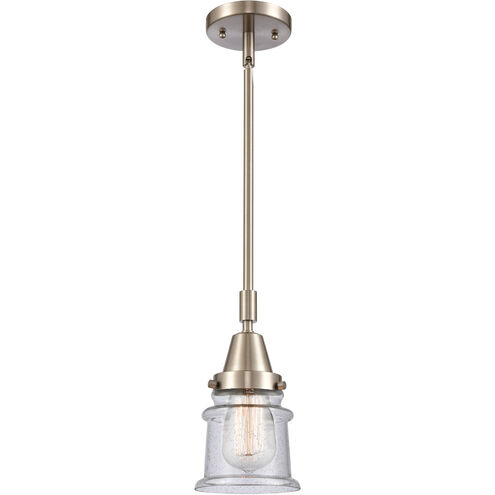 Franklin Restoration Small Canton LED 6.5 inch Brushed Satin Nickel Mini Pendant Ceiling Light in Seedy Glass