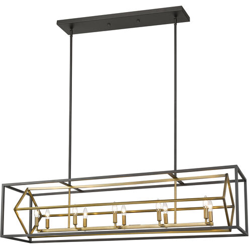 Euclid 10 Light 56 inch Olde Brass and Bronze Linear Chandelier Ceiling Light