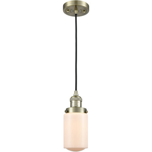 Franklin Restoration Dover 1 Light 5 inch Antique Brass Mini Pendant Ceiling Light in Incandescent, Matte White Glass, Franklin Restoration