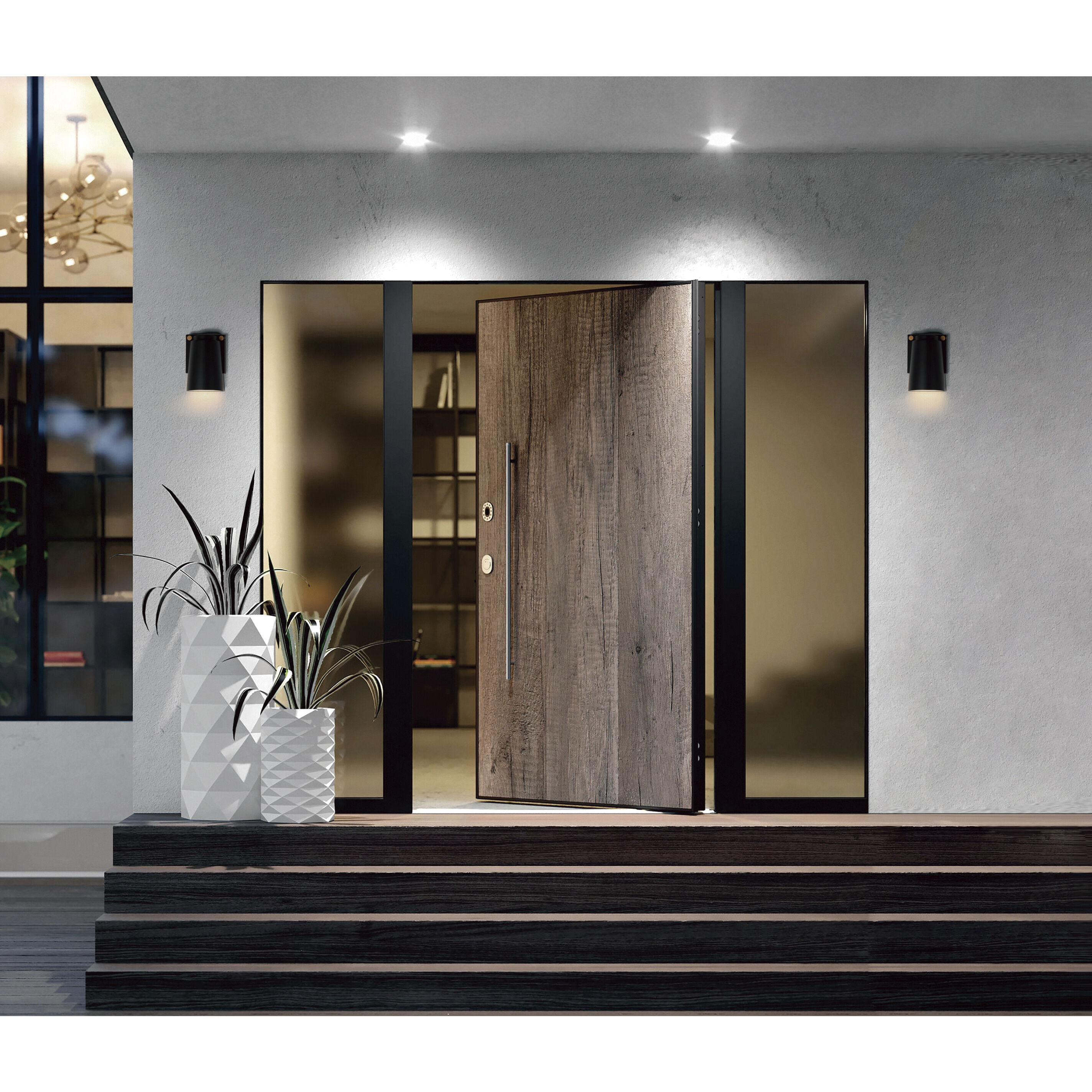 Rivet LED 9.5 inch Black and Antique Brass Outdoor Wall Mount