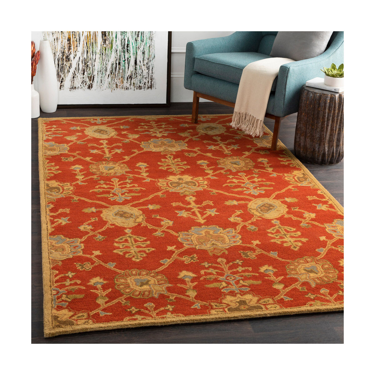 Caesar 120 X 96 inch Camel/Tan/Olive Rugs, Wool