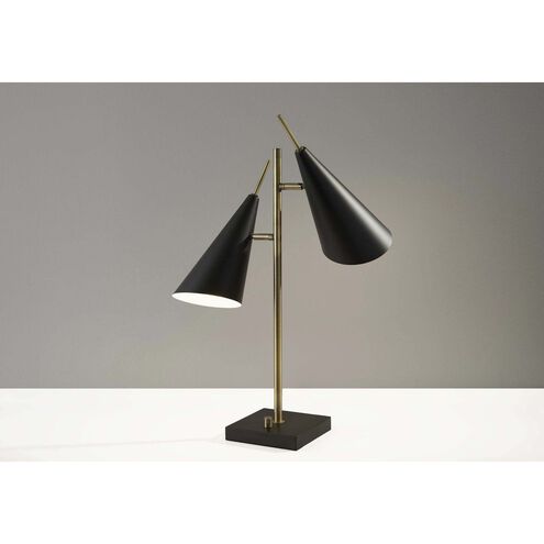 Owen 25 inch 40.00 watt Antique Brass and Black Table Lamp Portable Light