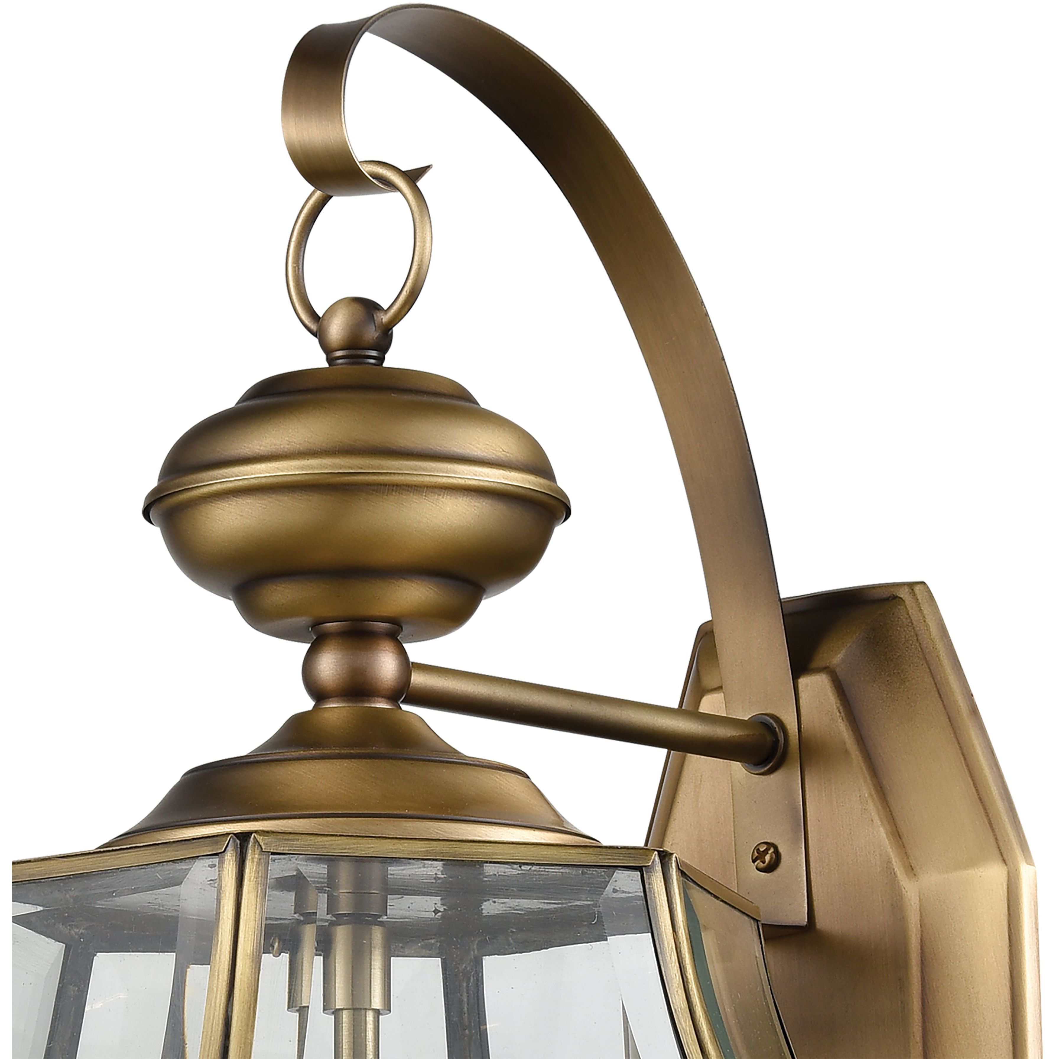 Ashford 3 Light 12 inch Antique Brass Outdoor Wall Sconce