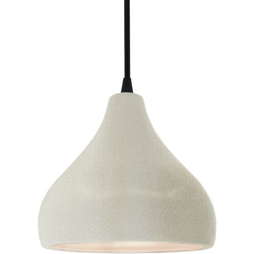 Radiance LED 8 inch White Crackle and Matte Black Pendant Ceiling Light