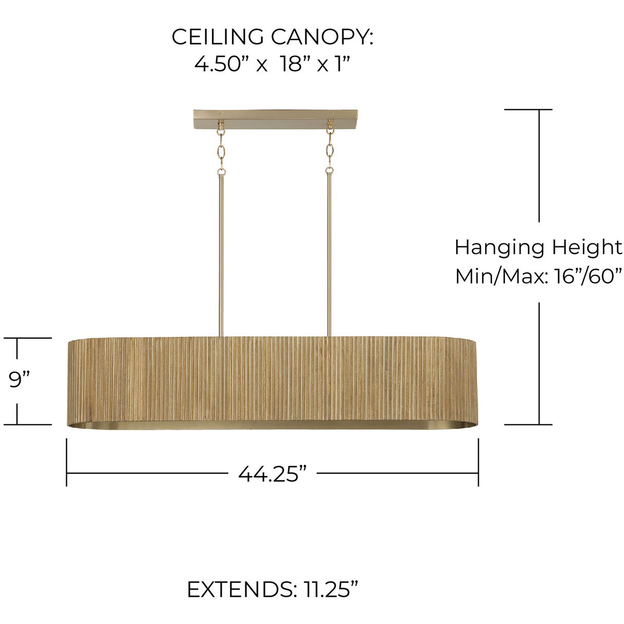 Donovan Island Light Ceiling Light in White Wash and Matte Brass