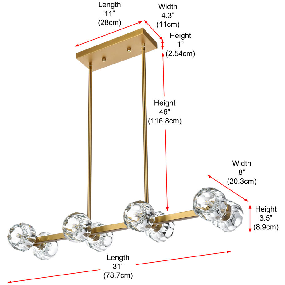 Eren 8 Light 8 inch Satin Gold Pendant Ceiling Light