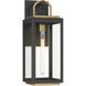 Fenmark 1 Light 21.25 inch Dark Matte Black and Legacy Brass Outdoor Wall Lantern
