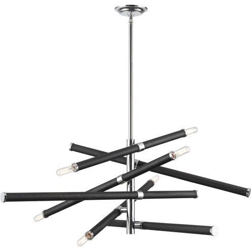 Crosspiece 6 Light 39 inch Black with Polished Nickel Chandelier Ceiling Light