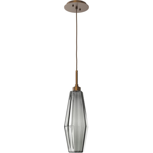 Aalto LED 5.1 inch Flat Bronze Pendant Ceiling Light in 3000K LED, Optic Rib Smoke