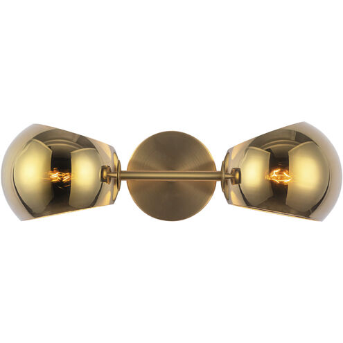 Alora Mood Willow 2 Light 16.75 inch Brushed Gold Bath Vanity Light Wall Light in Copper