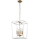 Kingdom 4 Light 14 inch Aged Brass with White Pendant Ceiling Light