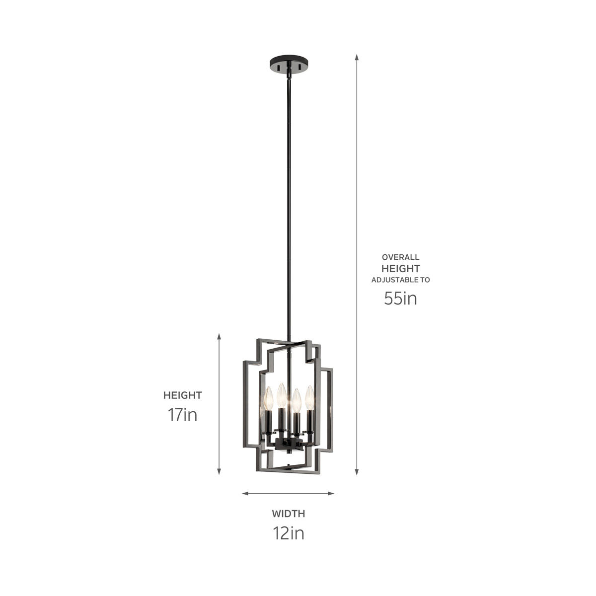 Downtown Deco 4 Light 12 inch Midnight Chrome Foyer Pendant Ceiling Light