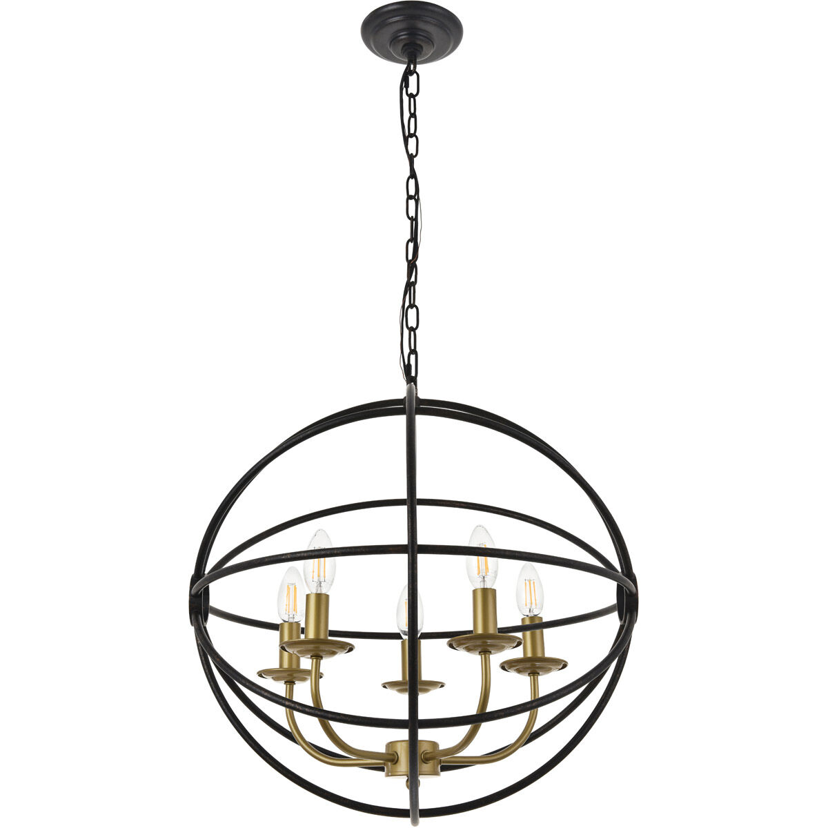 Octavia 5 Light 20 inch Brass and Dark Brown Pendant Ceiling Light