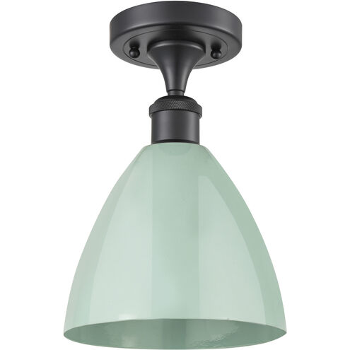 Ballston Plymouth Dome LED 7.5 inch Matte Black Semi-Flush Mount Ceiling Light in Matte Seafoam