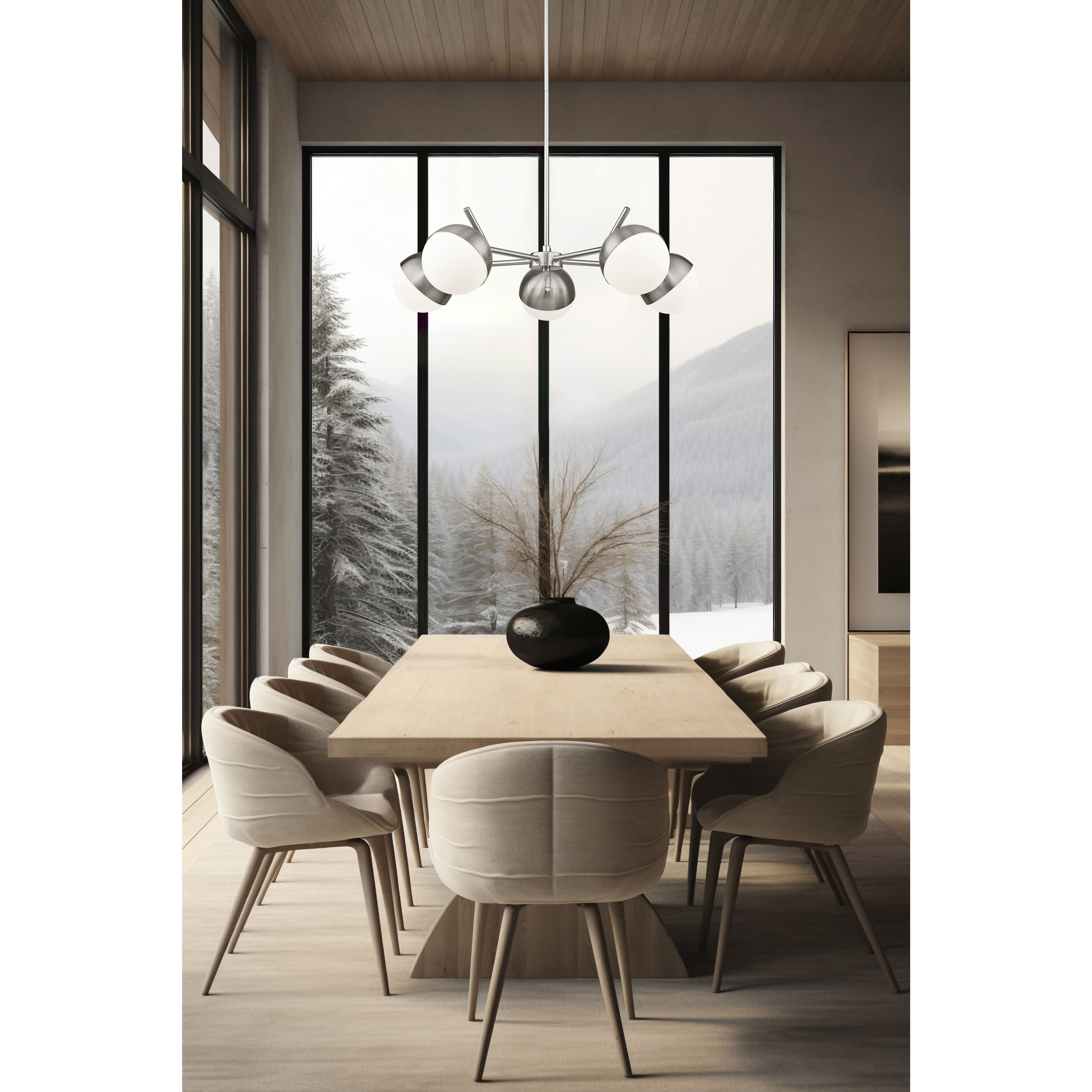 Realm Sphere 5 Light 32 inch Brushed Nickel Chandelier Ceiling Light