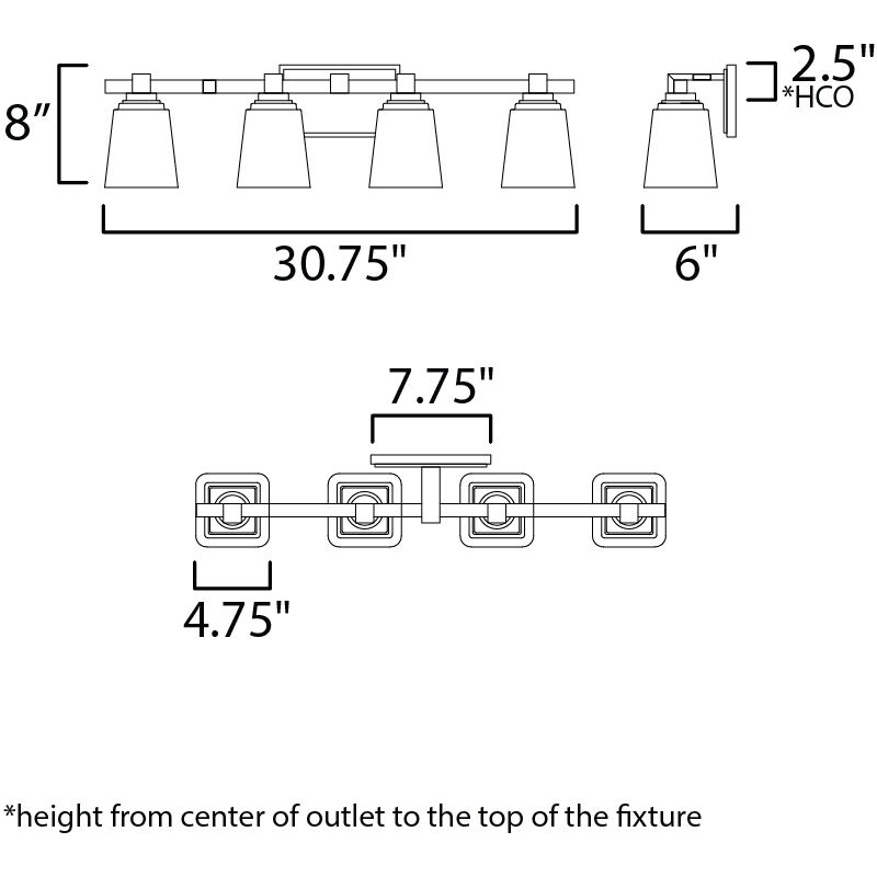 Cubos 4 Light 30.75 inch Satin Nickel Bath Vanity Wall Light