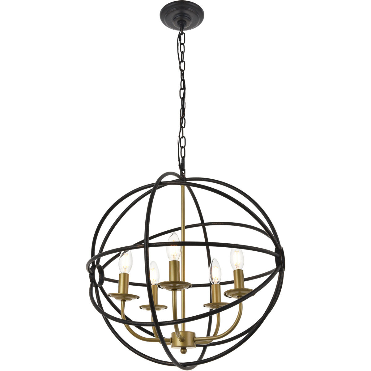 Octavia 5 Light 20 inch Brass and Dark Brown Pendant Ceiling Light