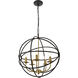 Octavia 5 Light 20 inch Brass and Dark Brown Pendant Ceiling Light