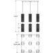 Downtown Mesh 12 Light Graphite Multi-Pendant Ceiling Light in Exposed Bulb, E26 Incandescent, Square Multi-Port