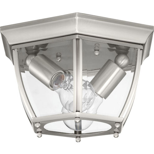 New Haven 2 Light 11 inch Brushed Nickel Outdoor Flush Mount